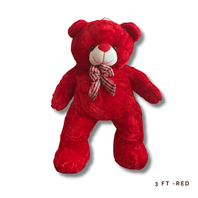 3FT Teddy - Red: 3-ft Red Teddy Bear, adding cuddly charm, romance, and unforgettable joy to every special occasion.