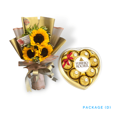 Bundle Letter D: Bright Sunflowers, Fresh Fruits, and Ferrero Chocolates for Cheerful Gifting