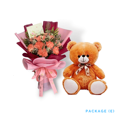 Bundle Letter E: Beautiful Carnation Bouquet with Black Forest Cake for Sweet Celebrations