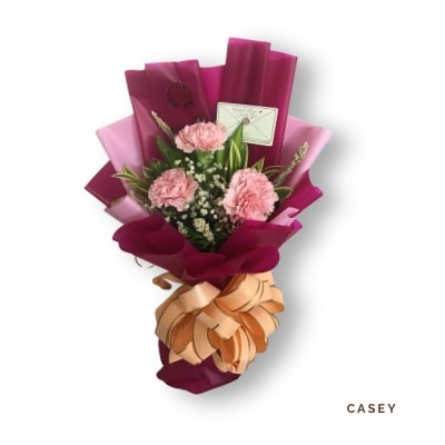 Casey: Three delicate pink carnations symbolizing gratitude, admiration, and love. A simple and meaningful gift to brighten someone’s day.