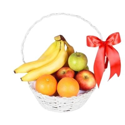 Fruit Basket A: Fresh Fruit Basket with Crisp Apples, Juicy Oranges, and Sweet Bananas