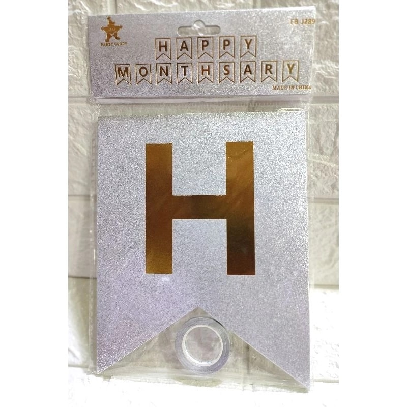 Happy Monthsary: Elegant “HAPPY MONTHSARY” banner, adding a sweet romantic touch to surprises, gifts, and intimate celebrations.